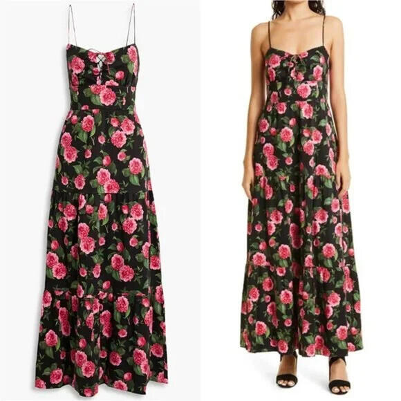 Dresses & Skirts - NEW, Alice + olivia chantay smocked floral print poplin maxi dress SZ 10 #MD1473